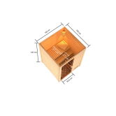 38mm Massivholzsauna SANDRA (Fronteinstieg) / kein Dachkranz / Ofen 3,6 kW Bio-Ofen externe Strg. Modern