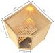 38mm Massivholzsauna ANTONIA (Eckeinstieg) / kein Dachkranz / Ofen 9 kW integr. Strg