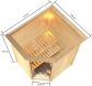 38mm Massivholzsauna ANTONIA (Eckeinstieg) / inkl. Dachkranz / Ofen 9 kW Bio externe Strg easy