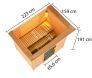 38mm Massivholzsauna SELENA (Fronteinstieg) / inkl. Dachkranz / Ofen 3,6 kW Bio-Ofen externe Strg. Modern