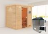 38mm Massivholzsauna ADELINA (Fronteinstieg) / inkl. Dachkranz / inkl. Ofen 9 kW integr. Strg