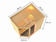 38mm Massivholzsauna JADA (Eckeinstieg) / kein Dachkranz / ohne Ofen