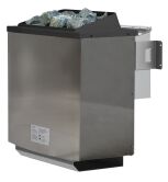 38mm Massivholzsauna JADA (Eckeinstieg) / inkl. Dachkranz / Ofen 9 kW Bio externe Strg easy