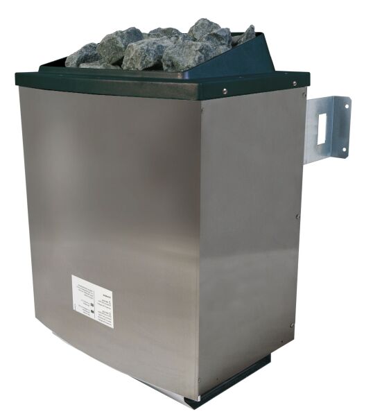 38mm Massivholzsauna JUTTA (Fronteinstieg) / kein Dachkranz / Ofen 9 KW externe Strg easy