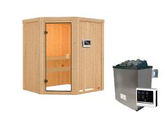Sauna FAURIN (Eckeinstieg)  / kein Dachkranz / Ofen 9 KW externe Strg easy