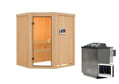 Sauna FAURIN (Eckeinstieg)  / kein Dachkranz / Ofen 9 kW Bio externe Strg easy