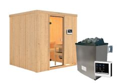 Sauna TROMSÖ (Fronteinstieg) / kein Dachkranz / Ofen 9 KW externe Strg easy