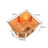 Multifunktionssauna AVA (Eckeinstieg) / inkl. Dachkranz / Ofen 9 kW Bio externe Strg easy
