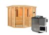 Multifunktionssauna AVA (Eckeinstieg) / inkl. Dachkranz / Ofen 9 kW Bio externe Strg easy