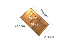 38 mm Saunahaus SKROLLAN 3 terragrau / Ofen 9 kW Bio externe Strg easy