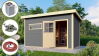 Karibu Saunahaus TOPGARDEN 5 / SUVA 3 / terragrau mit 9KW Ofen integr. Strg. / *AKTION*