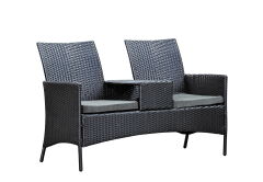 Tuindeco Loveseat Sessel Stuhl Brentwood, Polyrattan schwarz