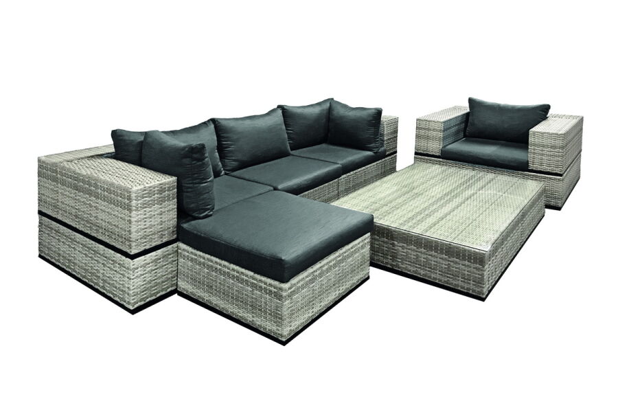 Tuindeco Lounge Komplettset Golden Gate, Polyrattan grau meliert