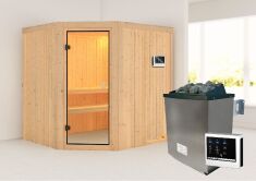 Sauna BODO (Eckeinstieg)  / kein Dachkranz / Ofen 9 KW externe Strg easy