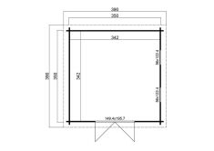 Gartenhaus FABIAN 370 x 370 cm (L); 40 mm Doppelnut; inklusive Boden; ISO Verglasung
