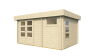 Gartenhaus SAMUEL PLUS ISO Flachdach 420x280 cm (A), 44mm Doppelnut, 2 Räume, inkl. Boden, ISO-Verglasung