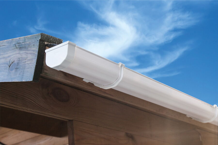 4 x 2 Meter zusätzliche Fallrohre für Dachrinnenset 65 mm weiß halbrund