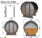 Saunafass Terrassensauna 204 x 160 cm Rückwand halb verglast und Front verglast inkl. Dachschindeln schwarz, Bausatz, Fichte natur oder Thermo Holz