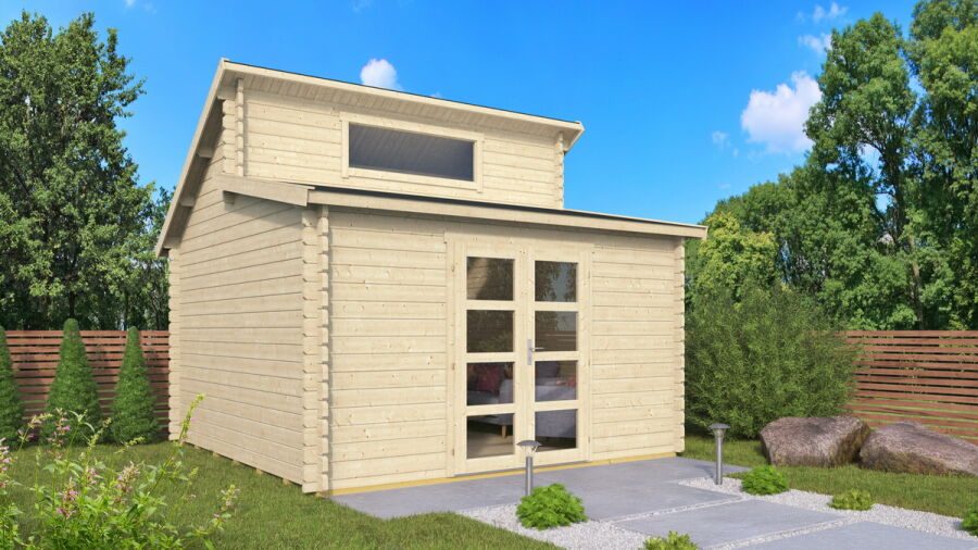 Gartenhaus MARIUS 400x400 cm, 40 oder 44 mm Doppelnut - Echtglas oder ISO-Glas