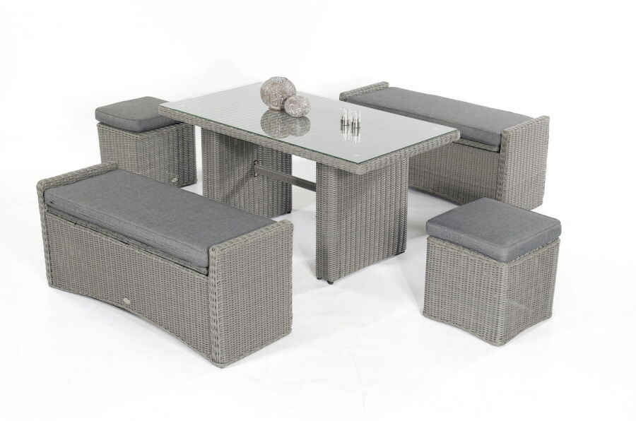 Sitzgruppe Lounge "Tahoe" rustic-vintage Alu/Kunststoffgeflecht inkl. Kissen