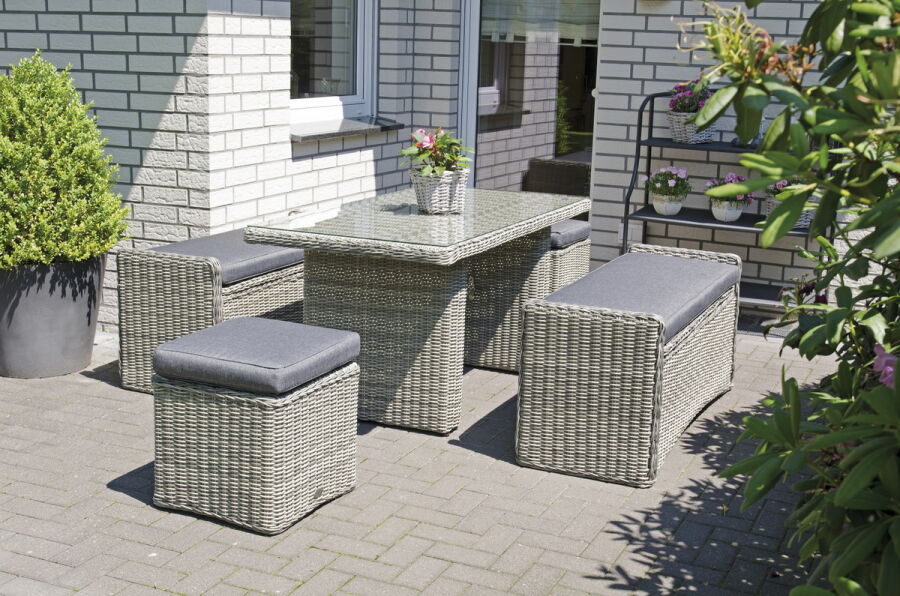 Sitzgruppe Lounge "Tahoe"grey-white Alu/Kunststoffgeflecht inkl. Kissen