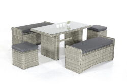Sitzgruppe Lounge "Tahoe"grey-white Alu/Kunststoffgeflecht inkl. Kissen