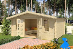 Gartenhaus NELE 7, 496x396 cm, 40 oder 44 mm Doppelnut - Echtglas oder ISO-Glas