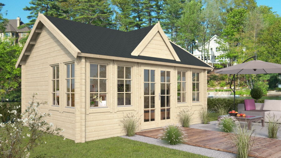 Gartenhaus Clockhouse LONDON; 550x400 cm (A); 70 mm Doppelnut; ISO; ohne Boden