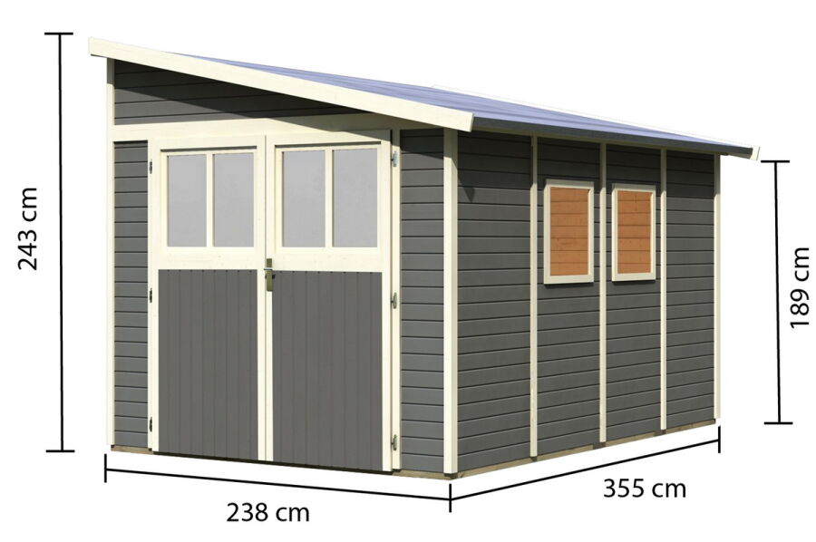 Karibu Gartenhaus BOMLITZ 4 terragrau