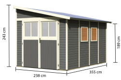 Karibu Gartenhaus BOMLITZ 4 terragrau