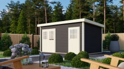 Gartenhaus MATTRUP 424x274 cm, 28mm, terragrau lackiert