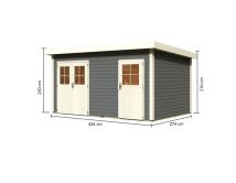 Gartenhaus MATTRUP 424x274 cm, 28mm, terragrau lackiert