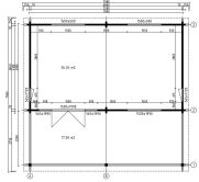Gartenhaus JAKOB 700x398cm + 250cm Vordach (A), 70mm Doppelnut; ISO, Fußboden