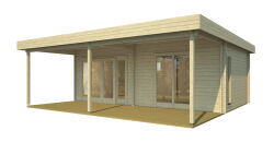 Gartenhaus JAKOB 700x398cm + 250cm Vordach (A), 44mm...