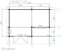 Gartenhaus ANE 450x300 cm; 40mm Doppelnut; ISO-Glas; ohne Boden; naturbelassen