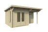 Gartenhaus ANE 450x300 cm; 40mm Doppelnut; ISO-Glas; ohne Boden; naturbelassen