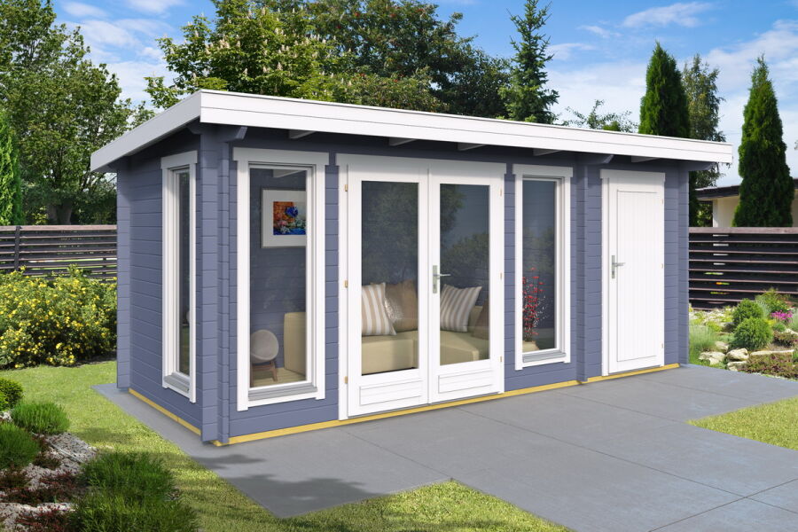 Gartenhaus MILFORD 508x208 cm; 40mm Doppelnut; ISO-Glas; 2-Raum-Haus; ohne Boden