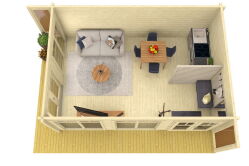 Gartenhaus SARAH; 660x480 cm ISO (A); 44 mm Doppelnut; inkl. Boden und Terrasse