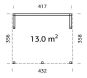 Gartenhaus NOVA 13,0 m2 - 417x356 cm, OHNE Schiebelemente und Dacheindeckung