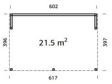 Gartenhaus NOVA 21,5 m2 OHNE Schiebelemente und...