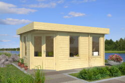 Gartenhaus SIENA 477x350 cm ISO (A) 44 mm Doppelnut, mit...