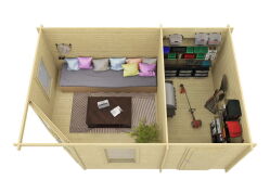 Gartenhaus SALERNO 534x350 cm ISO (A), 44 mm Doppelnut,...