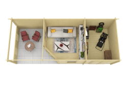 Gartenhaus TORINO 844x350 cm ISO (A) 44 mm Doppelnut...