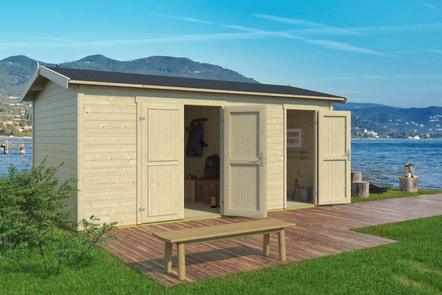 Gartenhaus TUVALU XL, 500x300 cm, 28mm Bohlen, 2 Räume