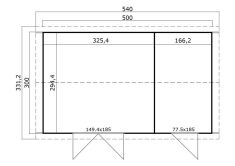 Gartenhaus TUVALU XL, 500x300 cm, 28mm Bohlen, 2 Räume