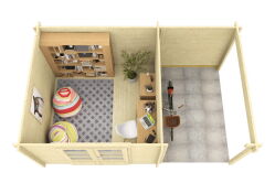 Gartenhaus BROOKLYN PLUS ISO 312x501 cm (A); 44 mm Doppelnut; ohne Boden, NEUE TÜROPTIK