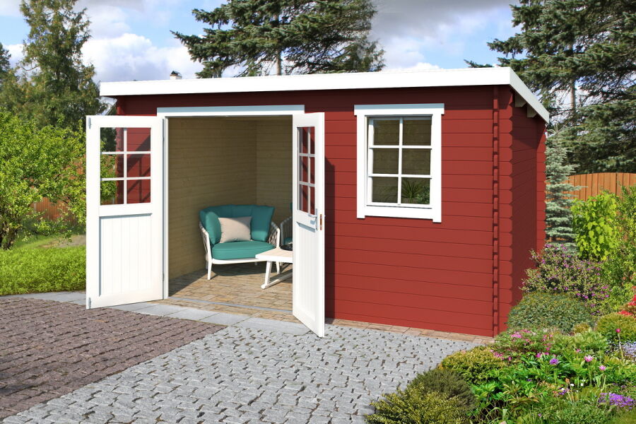 Gartenhaus AMIRA 230  380 x 230 cm, 28 mm, natur / farbig