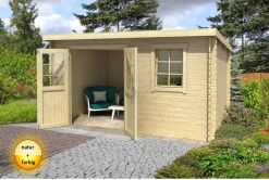 Gartenhaus AMIRA 230  380 x 230 cm, 28 mm, natur / farbig