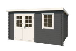 Gartenhaus AMIRA 275; 380 x 275 cm; 28 mm Blockbohlen; inkl. Dachpappe, CARBON GRAU lackiert