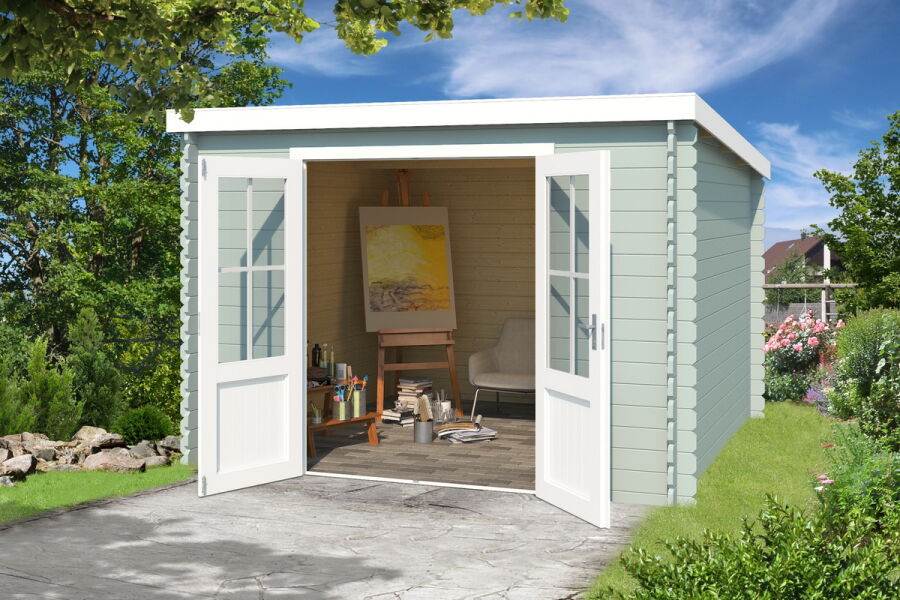 Gartenhaus ATLANTA 292x230 cm, 28 mm, natur / farbig